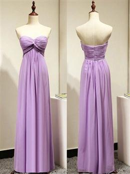 Picture of Light Purple Empire Sweetheart Bridesmaid Dress with Ruching, Simple Chiffon Prom Dresses